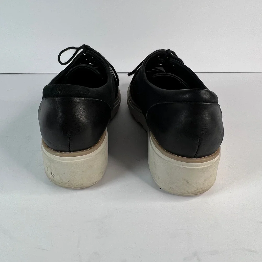 Clark's Women's Black Perforated‎ Oxford Platform Wedge Shoes US 7 C1Z Preppy